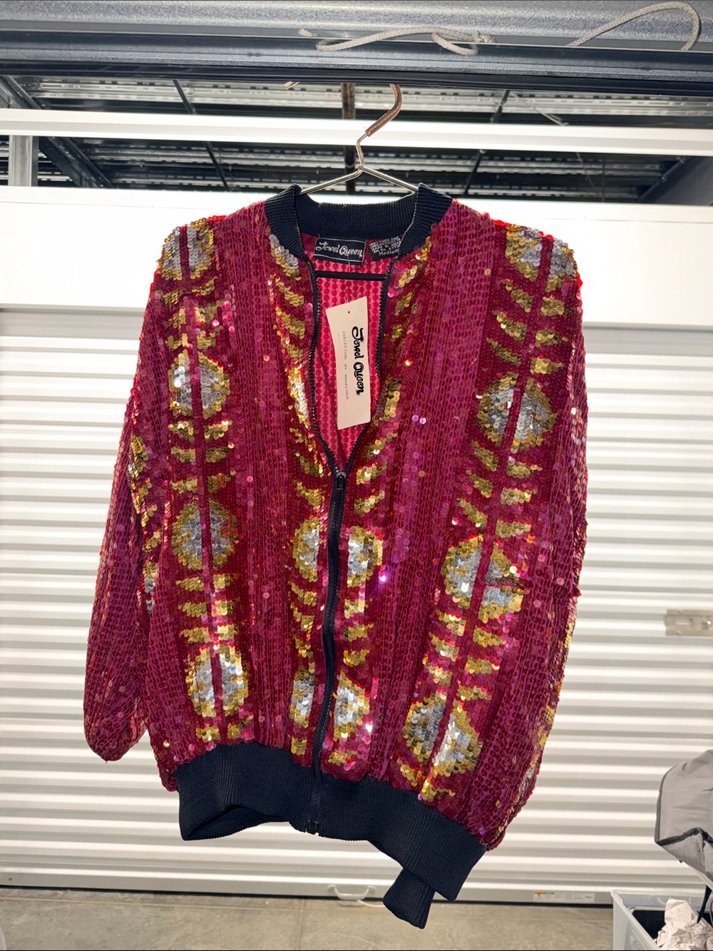 *Brand New* Sequined Bomber Jacket - Pink Sequin with Gold & Silver Accents.